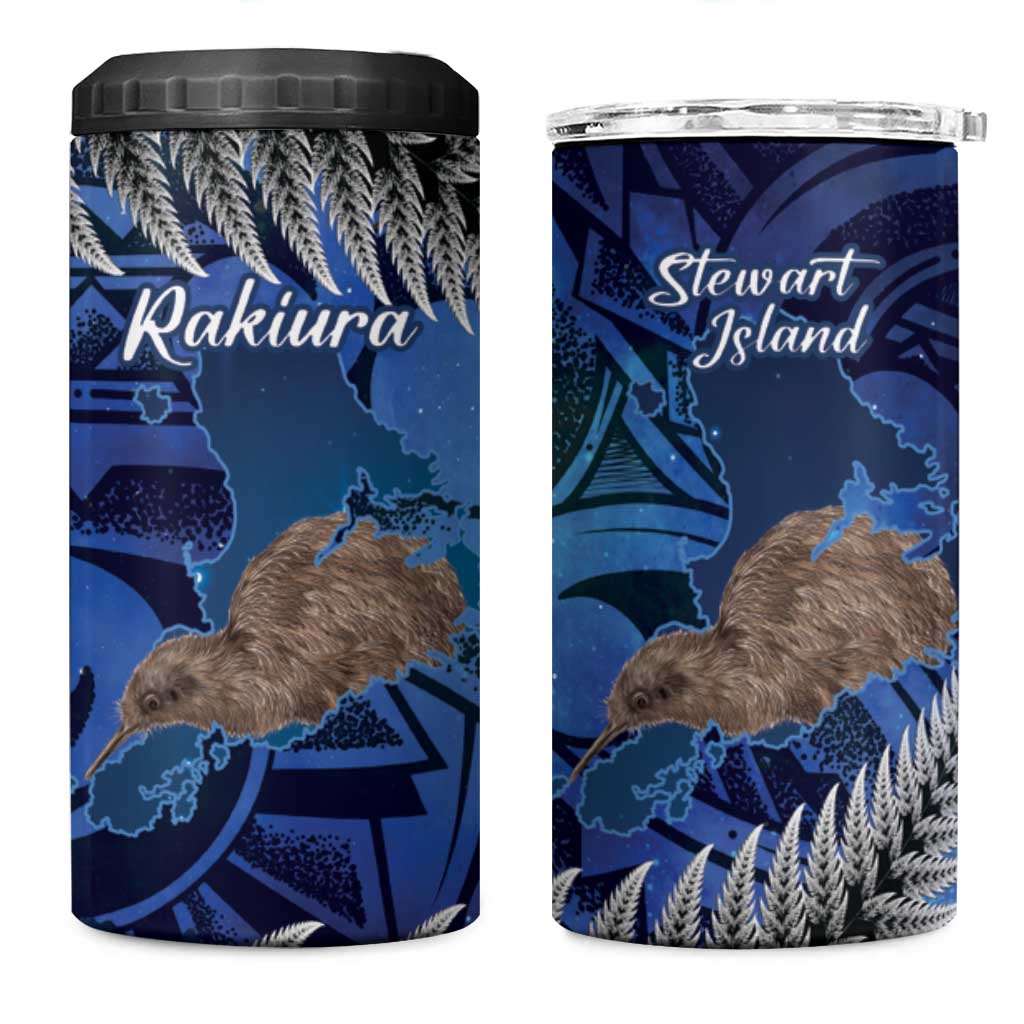 New Zealand Stewart Island 4 in 1 Can Cooler Tumbler Rakiura Kiwi Maori Glowing Sky