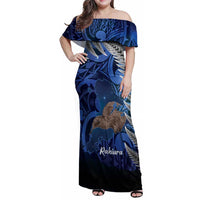 New Zealand Stewart Island Family Matching Off Shoulder Maxi Dress and Hawaiian Shirt Rakiura Kiwi Maori Glowing Sky