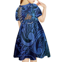 New Zealand Stewart Island Kid Short Sleeve Dress Rakiura Kiwi Maori Glowing Sky