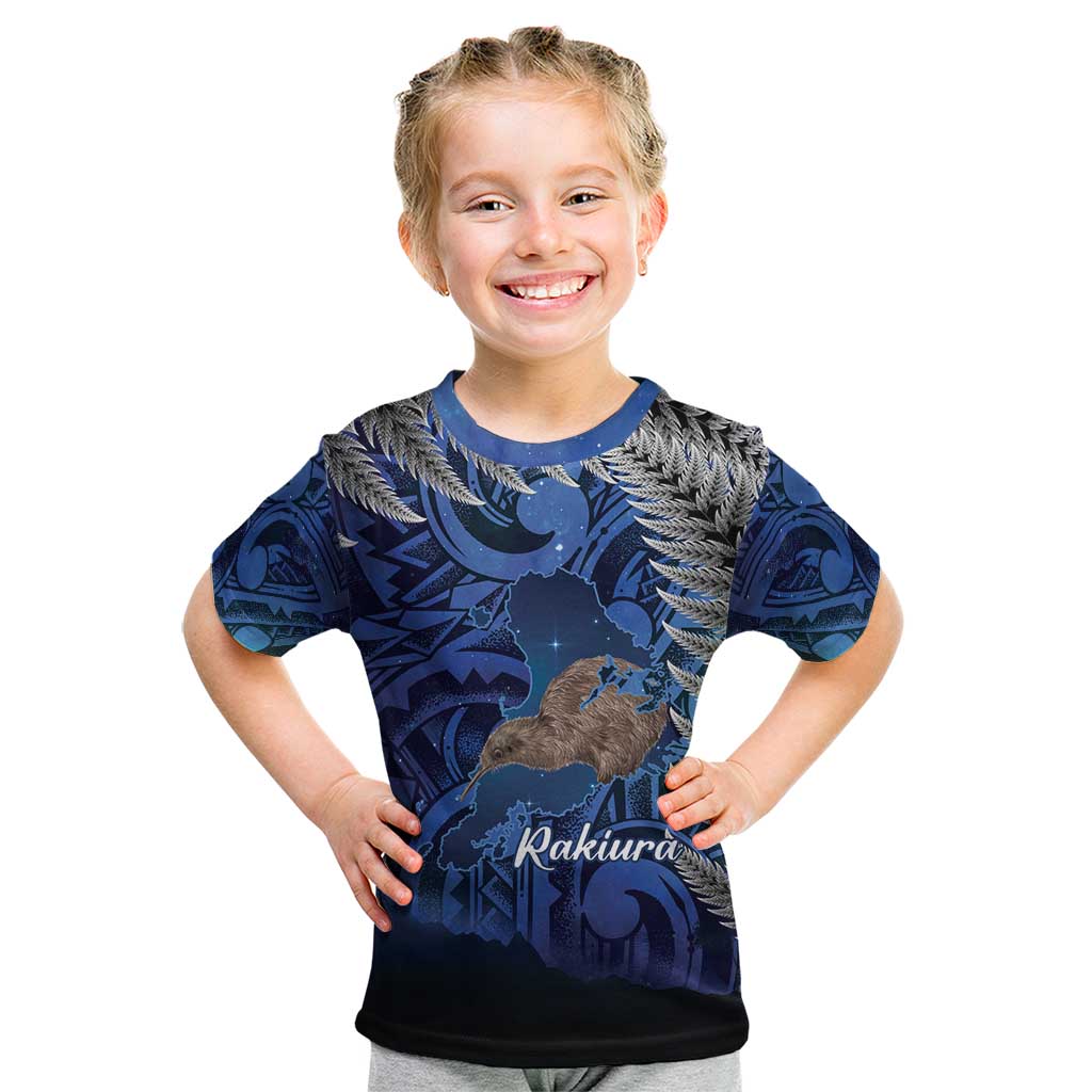 New Zealand Stewart Island Kid T Shirt Rakiura Kiwi Maori Glowing Sky
