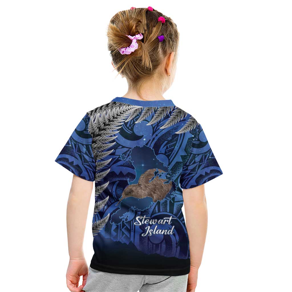 New Zealand Stewart Island Kid T Shirt Rakiura Kiwi Maori Glowing Sky