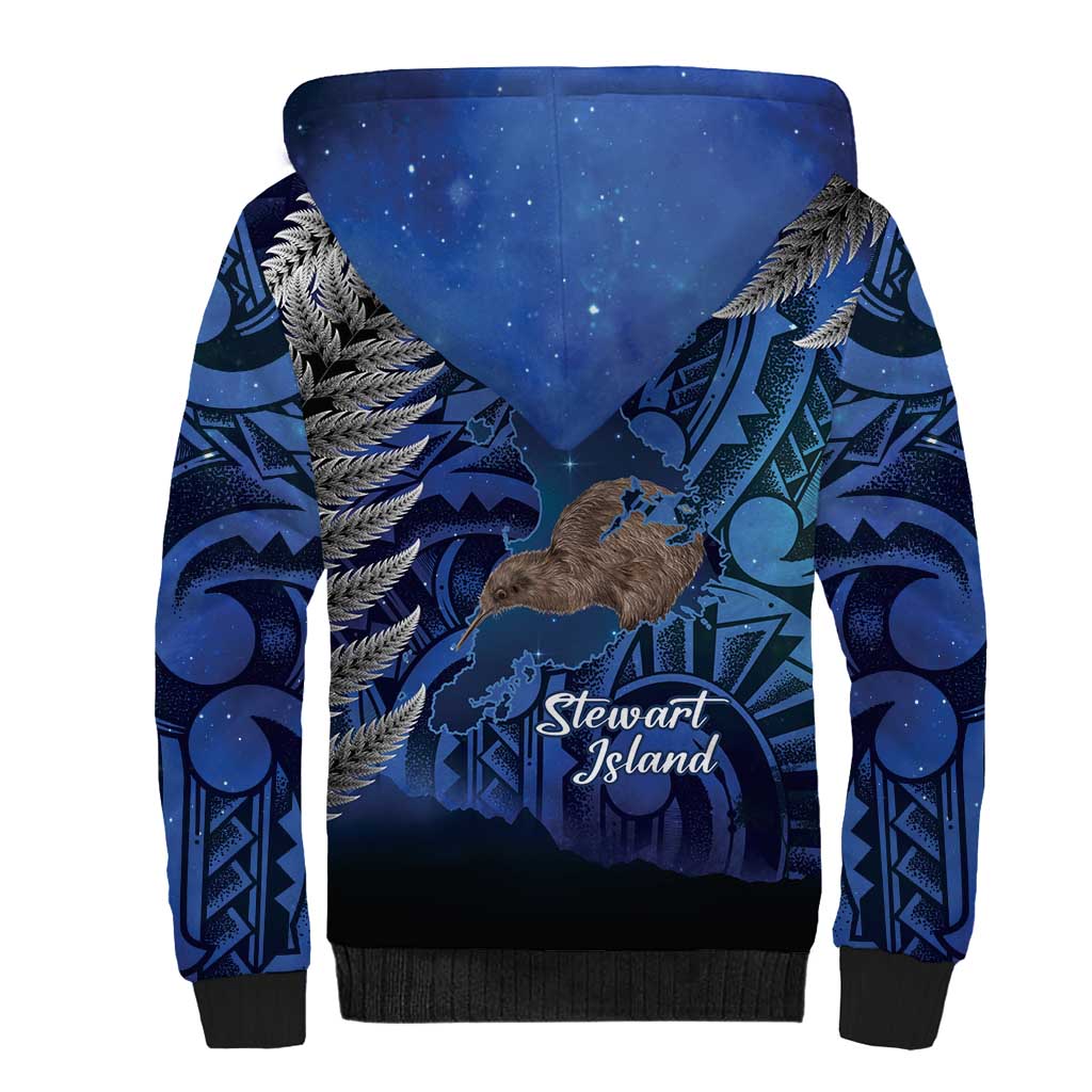 New Zealand Stewart Island Sherpa Hoodie Rakiura Kiwi Maori Glowing Sky