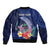 Personalised Guam Liberation Day Bomber Jacket Happy 80th Anniversary Fish Hook Mix Tropical Flowers