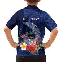 Personalised Guam Liberation Day Family Matching Long Sleeve Bodycon Dress and Hawaiian Shirt Happy 80th Anniversary Fish Hook Mix Tropical Flowers LT14 - Polynesian Pride