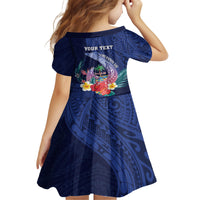 Personalised Guam Liberation Day Family Matching Long Sleeve Bodycon Dress and Hawaiian Shirt Happy 80th Anniversary Fish Hook Mix Tropical Flowers LT14 - Polynesian Pride