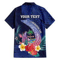 Personalised Guam Liberation Day Family Matching Long Sleeve Bodycon Dress and Hawaiian Shirt Happy 80th Anniversary Fish Hook Mix Tropical Flowers LT14 - Polynesian Pride