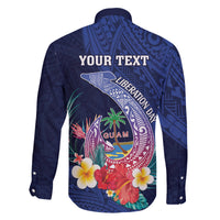 Personalised Guam Liberation Day Family Matching Long Sleeve Bodycon Dress and Hawaiian Shirt Happy 80th Anniversary Fish Hook Mix Tropical Flowers LT14 - Polynesian Pride