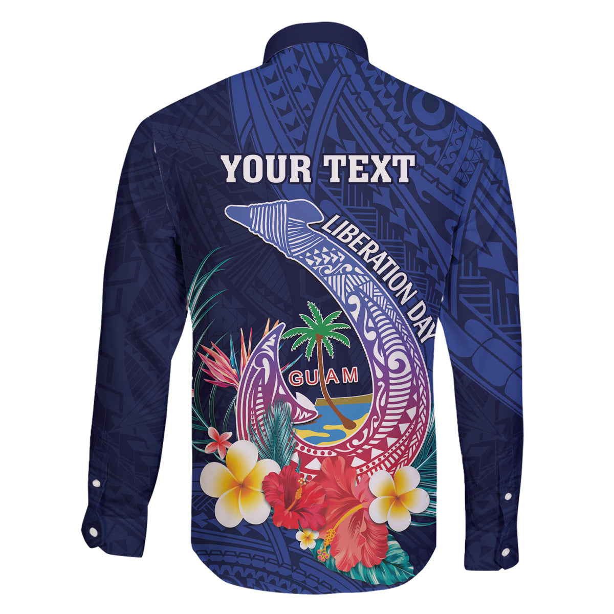 Personalised Guam Liberation Day Family Matching Tank Maxi Dress and Hawaiian Shirt Happy 80th Anniversary Fish Hook Mix Tropical Flowers LT14 - Polynesian Pride