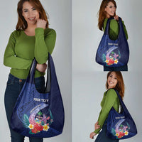 Personalised Guam Liberation Day Grocery Bag Happy 80th Anniversary Fish Hook Mix Tropical Flowers