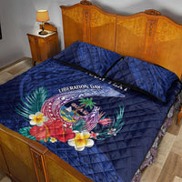 Personalised Guam Liberation Day Quilt Bed Set Happy 80th Anniversary Fish Hook Mix Tropical Flowers