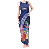 Personalised Guam Liberation Day Tank Maxi Dress Happy 80th Anniversary Fish Hook Mix Tropical Flowers