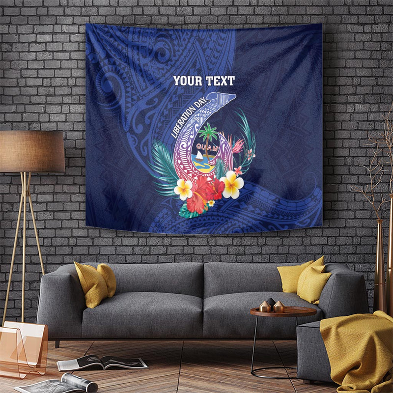 Personalized Guam Liberation Day Tapestry Fish Hook Mix Tropical Flowers 