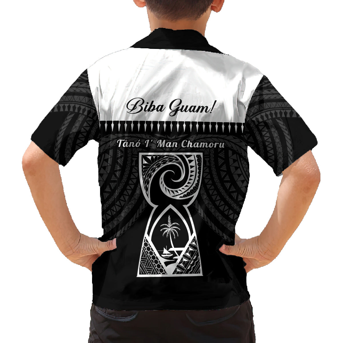 Guam Liberation Day Family Matching Long Sleeve Bodycon Dress and Hawaiian Shirt Biba Guahan Chamorro 80th Anniversary - Black LT14 - Polynesian Pride