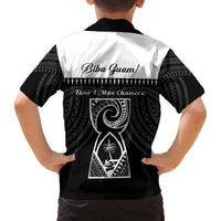 Guam Liberation Day Family Matching Long Sleeve Bodycon Dress and Hawaiian Shirt Biba Guahan Chamorro 80th Anniversary - Black LT14 - Polynesian Pride