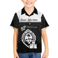 Guam Liberation Day Family Matching Long Sleeve Bodycon Dress and Hawaiian Shirt Biba Guahan Chamorro 80th Anniversary - Black LT14 Son's Shirt Black - Polynesian Pride