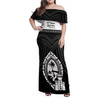 Guam Liberation Day Family Matching Off Shoulder Maxi Dress and Hawaiian Shirt Biba Guahan Chamorro 80th Anniversary - Black