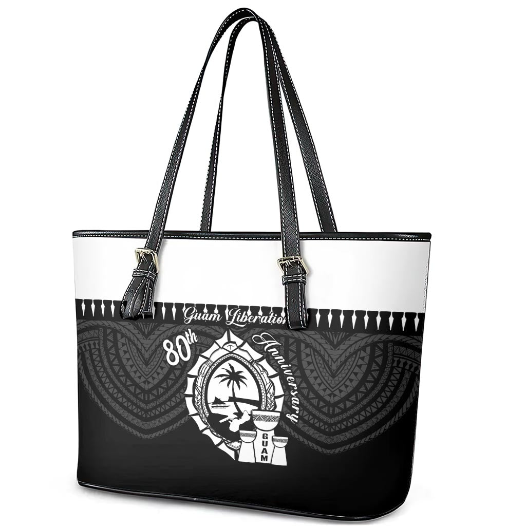Guam Liberation Day Leather Tote Bag Biba Guahan Chamorro 80th Anniversary - Black