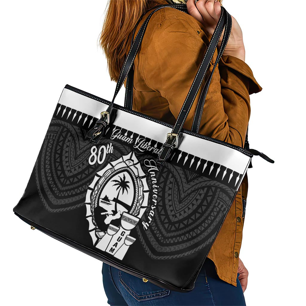 Guam Liberation Day Leather Tote Bag Biba Guahan Chamorro 80th Anniversary - Black