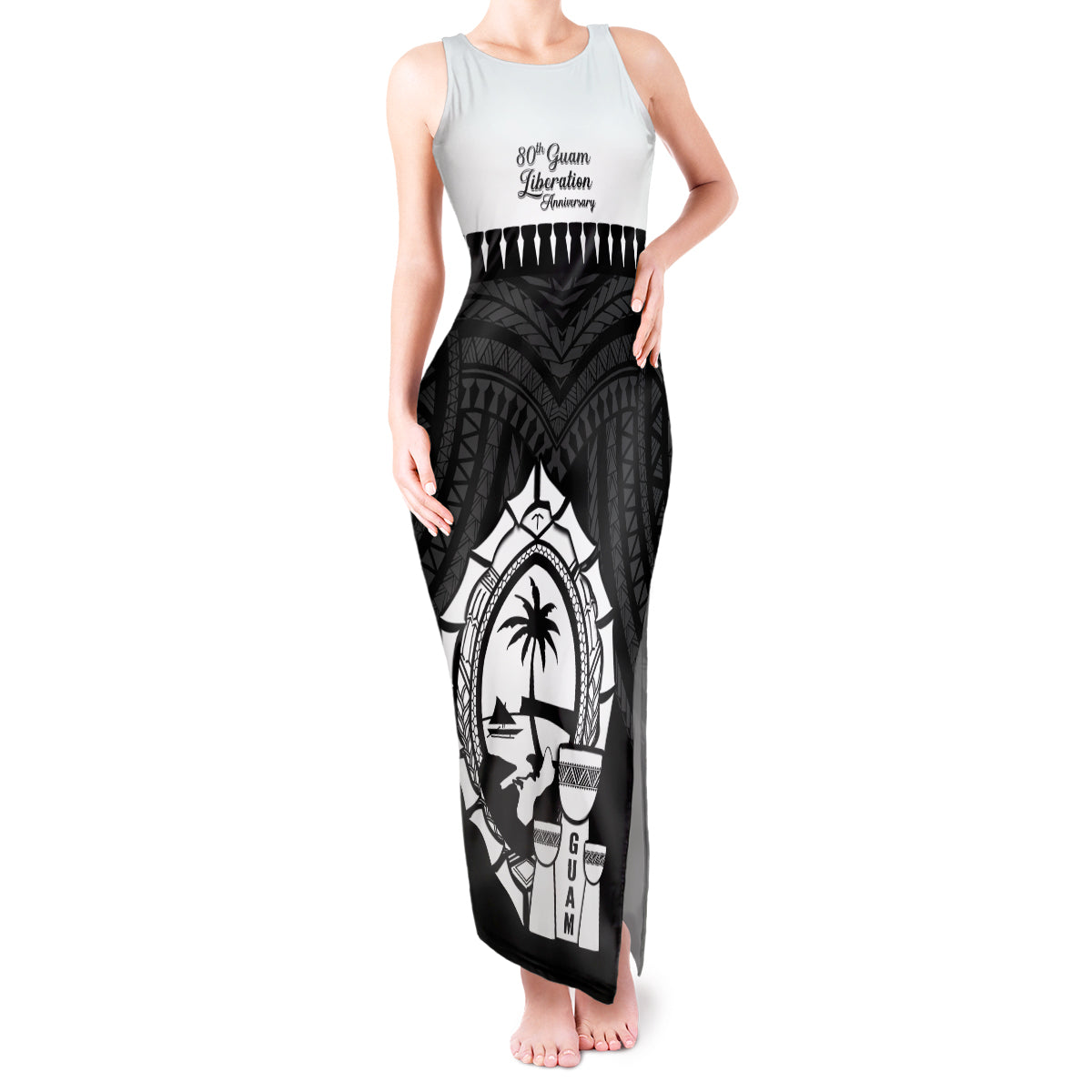 Guam Liberation Day Tank Maxi Dress Biba Guahan Chamorro 80th Anniversary - Black