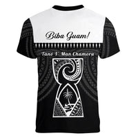 Guam Liberation Day Women V-Neck T-Shirt Biba Guahan Chamorro 80th Anniversary - Black
