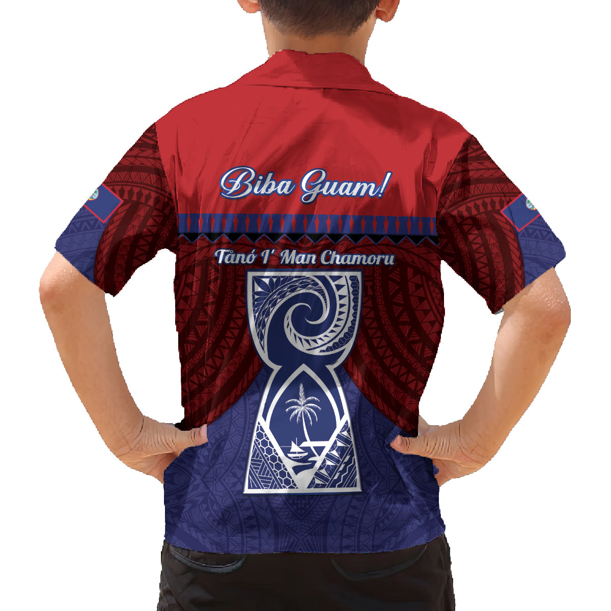 Guam Liberation Day Family Matching Long Sleeve Bodycon Dress and Hawaiian Shirt Biba Guahan Chamorro 80th Anniversary - Blue LT14 - Polynesian Pride