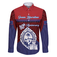 Guam Liberation Day Family Matching Long Sleeve Bodycon Dress and Hawaiian Shirt Biba Guahan Chamorro 80th Anniversary - Blue LT14 Dad's Shirt - Long Sleeve Blue - Polynesian Pride