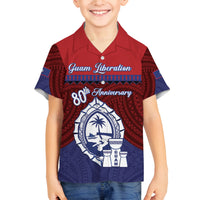 Guam Liberation Day Family Matching Long Sleeve Bodycon Dress and Hawaiian Shirt Biba Guahan Chamorro 80th Anniversary - Blue LT14 Son's Shirt Blue - Polynesian Pride
