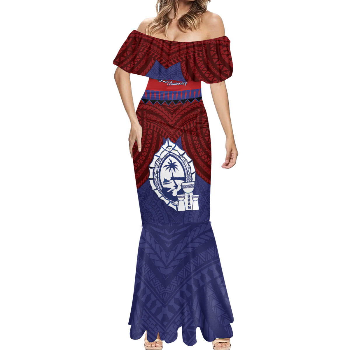 Guam Liberation Day Mermaid Dress Biba Guahan Chamorro 80th Anniversary - Blue