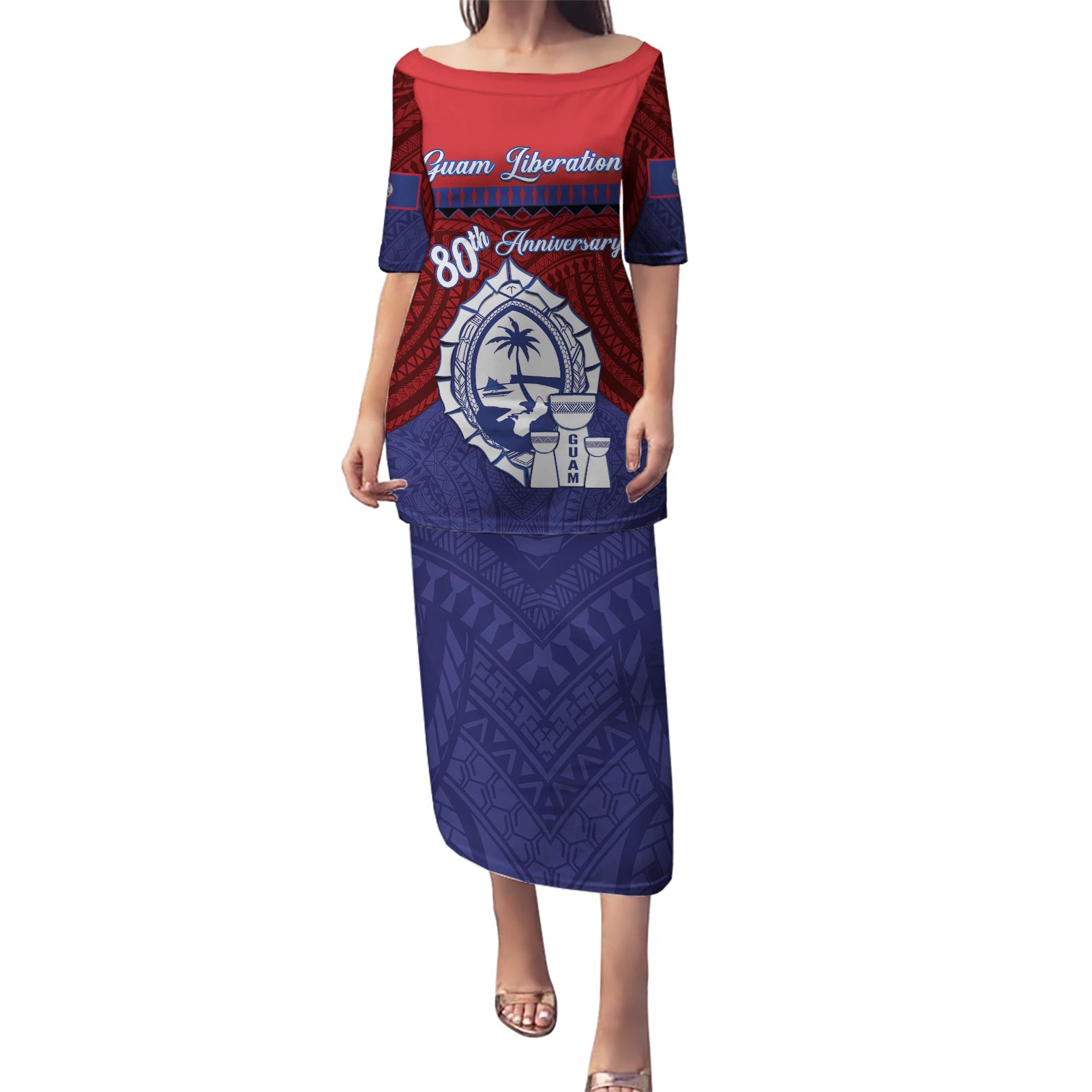 Guam Liberation Day Puletasi Biba Guahan Chamorro 80th Anniversary - Blue