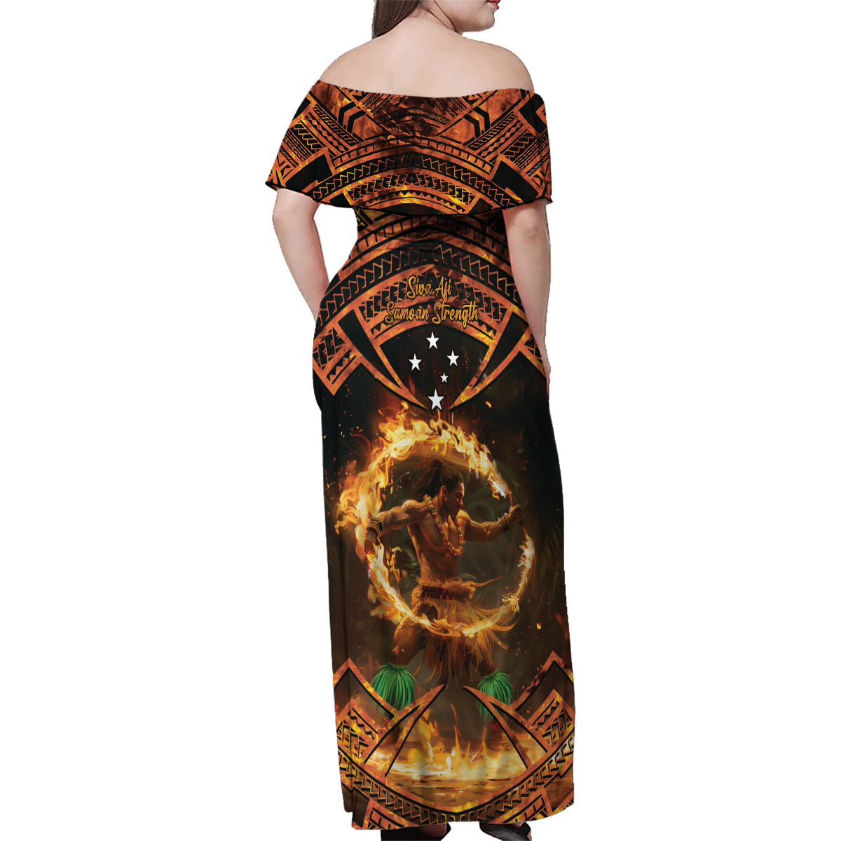 Samoa Teuila 2024 Festival Family Matching Off Shoulder Maxi Dress and Hawaiian Shirt Samoan Siva Afi With Red Gingers