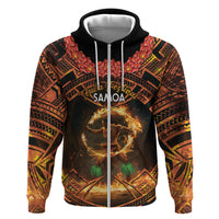 Samoa Teuila 2024 Festival Hoodie Samoan Siva Afi With Red Gingers LT14 Zip Hoodie Black - Polynesian Pride