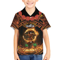 Samoa Teuila 2024 Festival Kid Hawaiian Shirt Samoan Siva Afi With Red Gingers LT14 Kid Black - Polynesian Pride