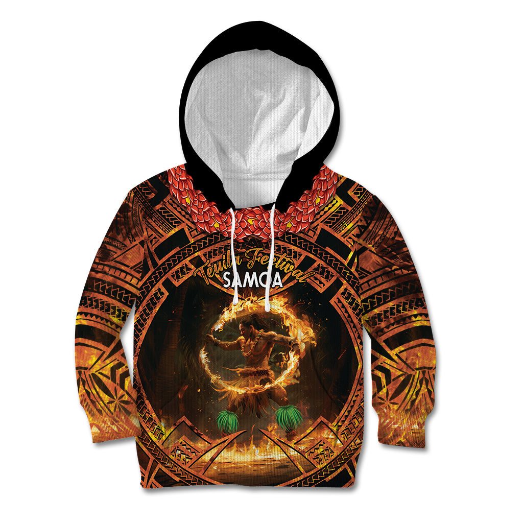 Samoa Teuila 2024 Festival Kid Hoodie Samoan Siva Afi With Red Gingers LT14 Hoodie Black - Polynesian Pride