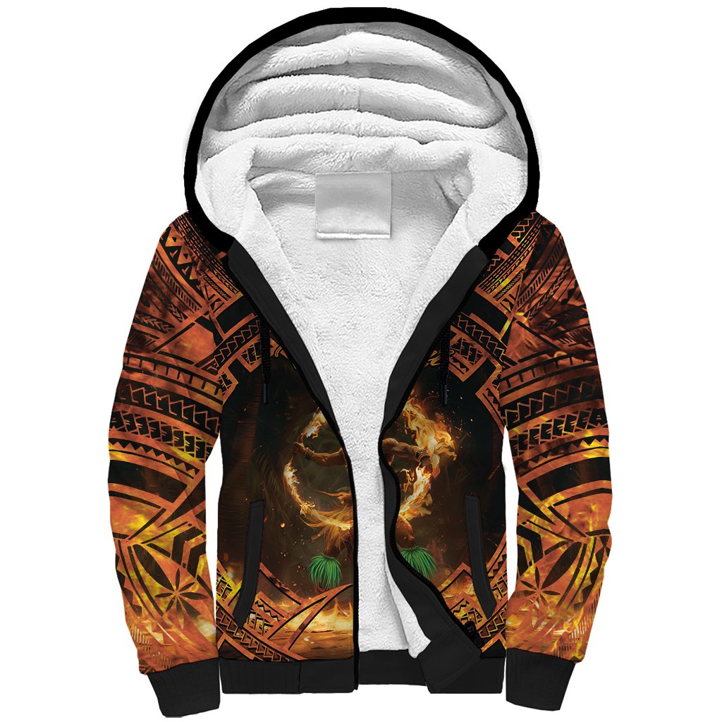 Samoa Teuila 2024 Festival Sherpa Hoodie Samoan Siva Afi With Red Gingers LT14 Unisex Black - Polynesian Pride