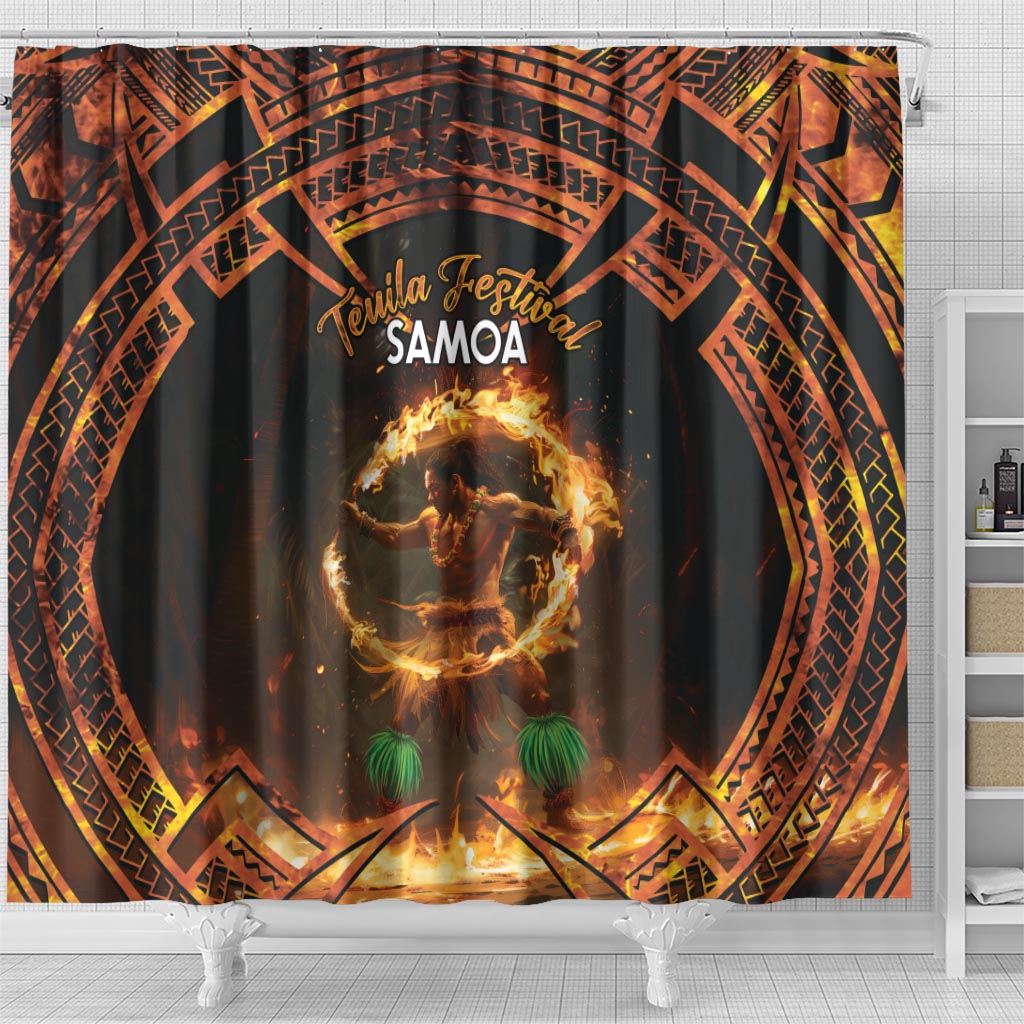 Samoa Teuila 2024 Festival Shower Curtain Samoan Siva Afi With Red Gingers