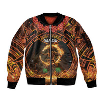 Samoa Teuila 2024 Festival Sleeve Zip Bomber Jacket Samoan Siva Afi With Red Gingers LT14 Unisex Black - Polynesian Pride