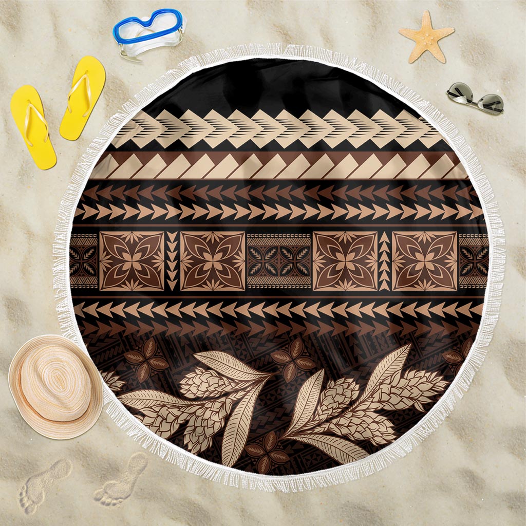 Black Samoa Siapo Teuila Flowers Beach Blanket LT14 One Size 150cm Black - Polynesian Pride