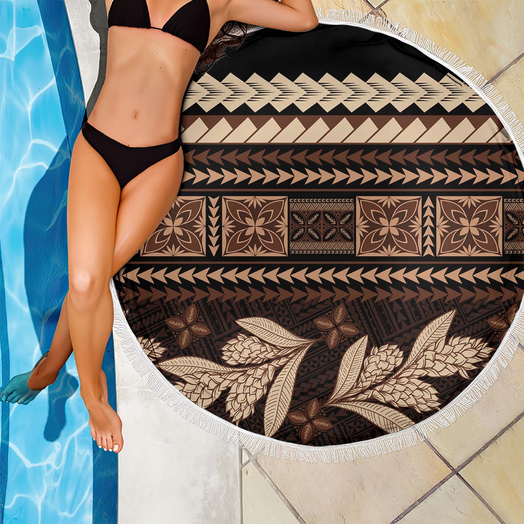 Black Samoa Siapo Teuila Flowers Beach Blanket