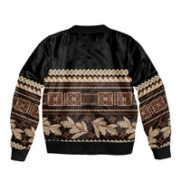 Black Samoa Siapo Teuila Flowers Bomber Jacket LT14 - Polynesian Pride