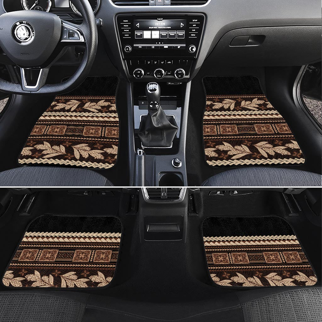 Black Samoa Siapo Teuila Flowers Car Mats LT14 Set 4pcs Black - Polynesian Pride