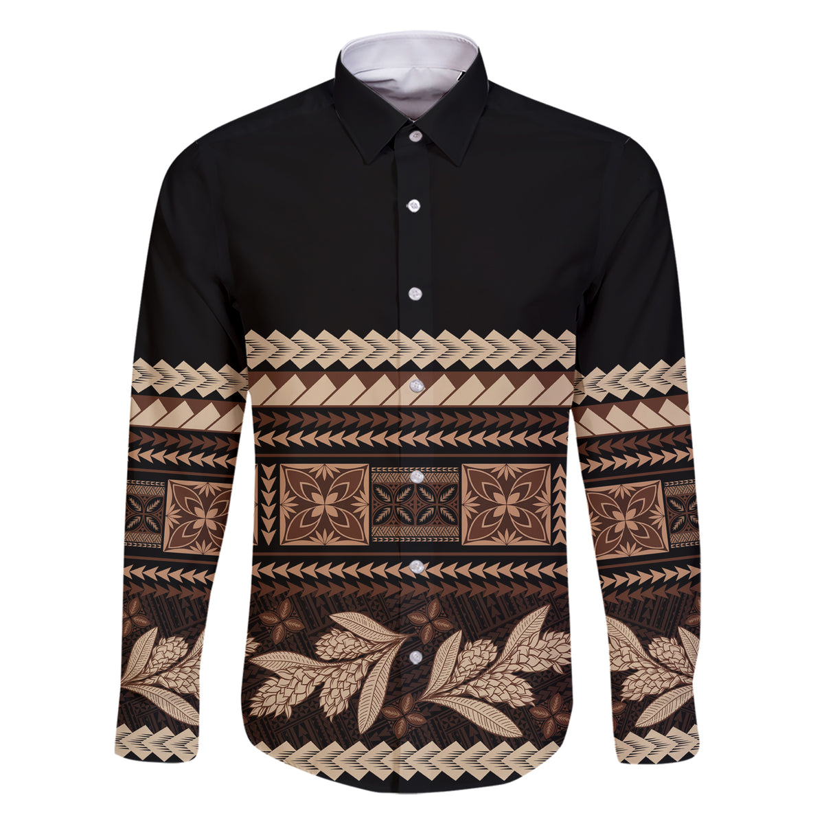 Black Samoa Siapo Teuila Flowers Family Matching Short Sleeve Bodycon Dress and Hawaiian Shirt