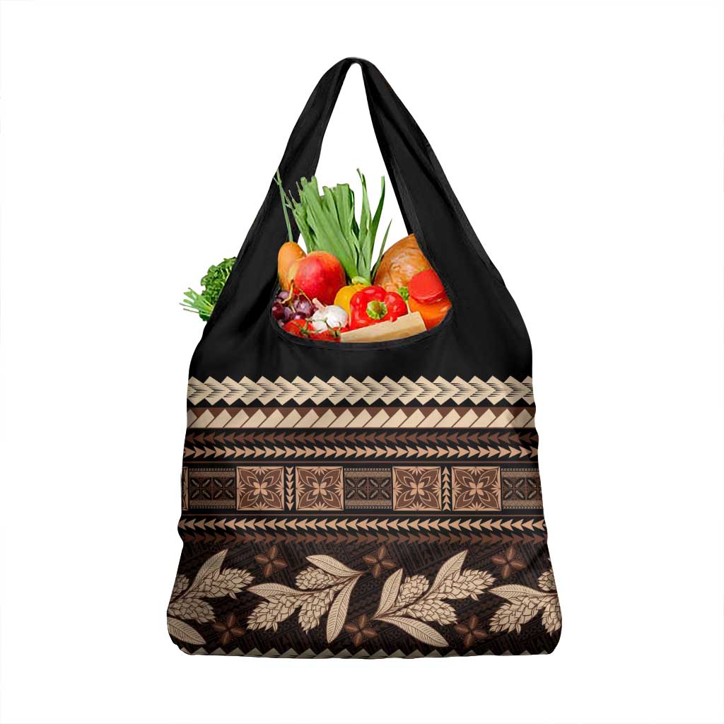 Black Samoa Siapo Teuila Flowers Grocery Bag