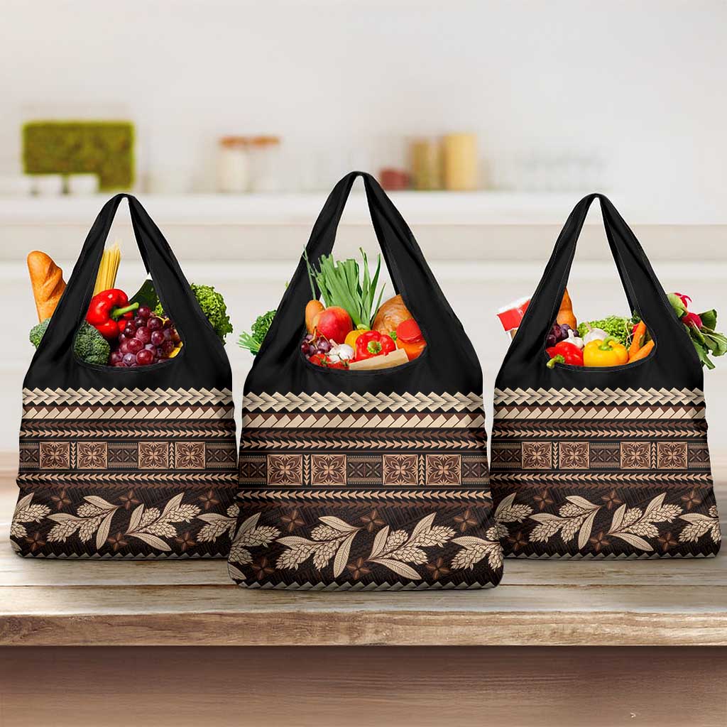 Black Samoa Siapo Teuila Flowers Grocery Bag