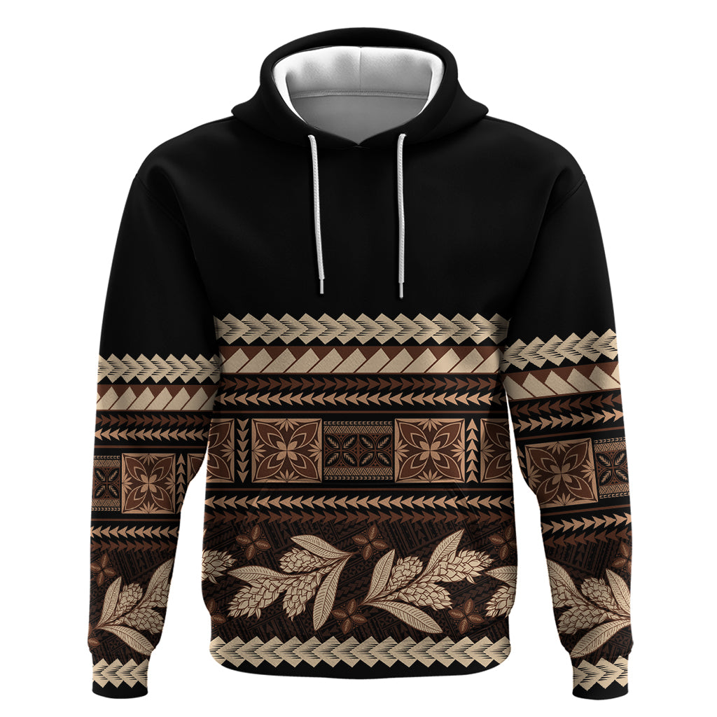 Black Samoa Siapo Teuila Flowers Hoodie LT14 Pullover Hoodie Black - Polynesian Pride
