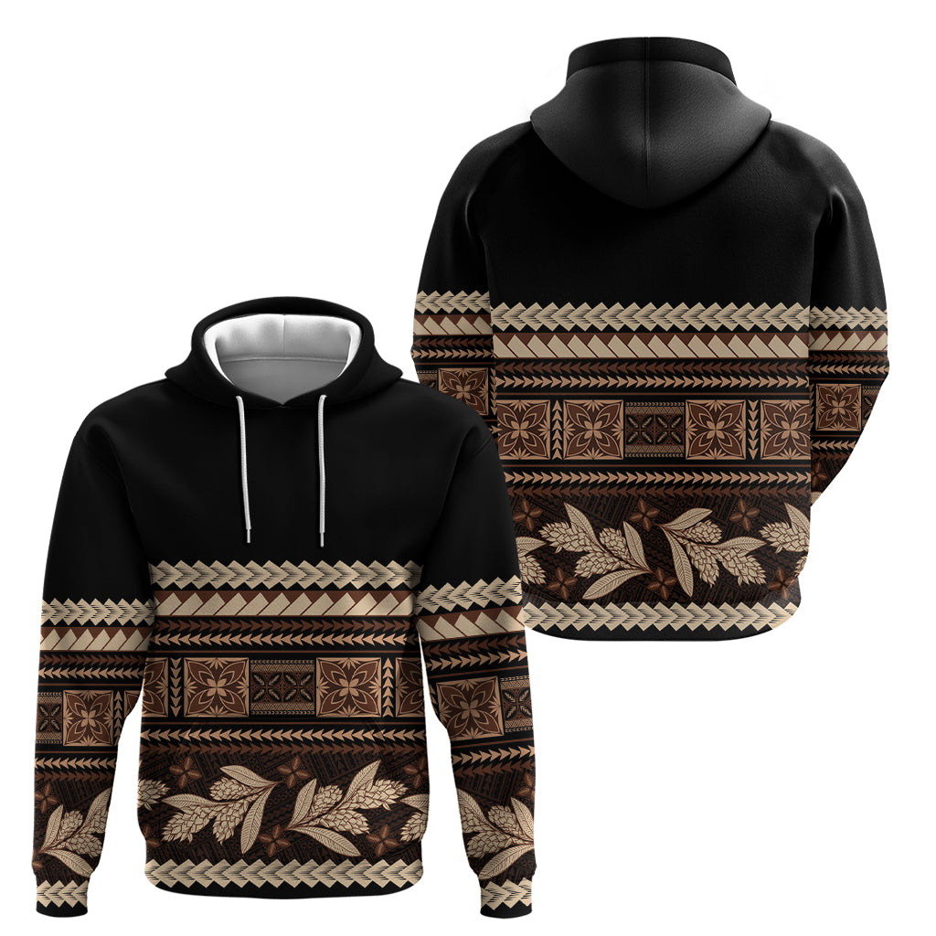 Black Samoa Siapo Teuila Flowers Hoodie LT14 - Polynesian Pride