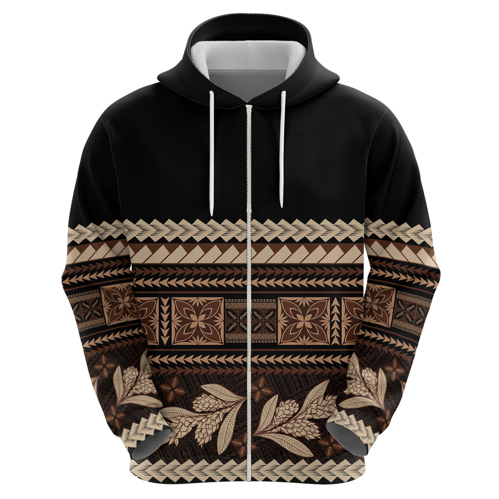 Black Samoa Siapo Teuila Flowers Hoodie LT14 - Polynesian Pride