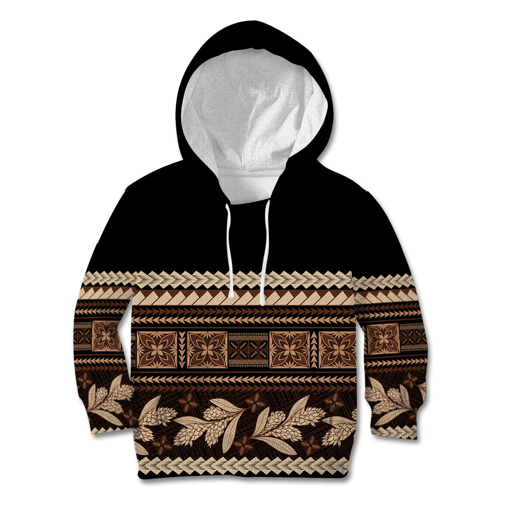 Black Samoa Siapo Teuila Flowers Kid Hoodie LT14 Hoodie Black - Polynesian Pride