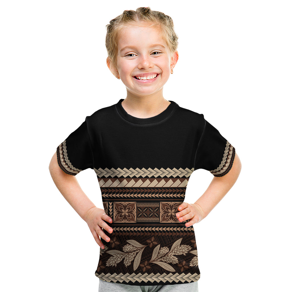 Black Samoa Siapo Teuila Flowers Kid T Shirt LT14 Black - Polynesian Pride