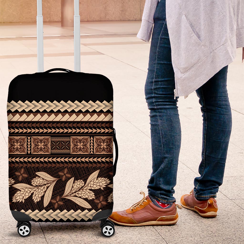 Black Samoa Siapo Teuila Flowers Luggage Cover LT14 Black - Polynesian Pride