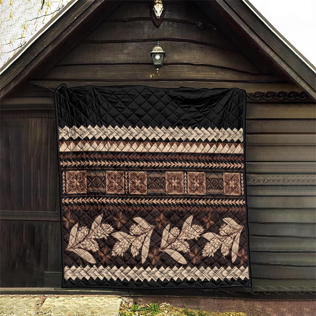 Black Samoa Siapo Teuila Flowers Quilt